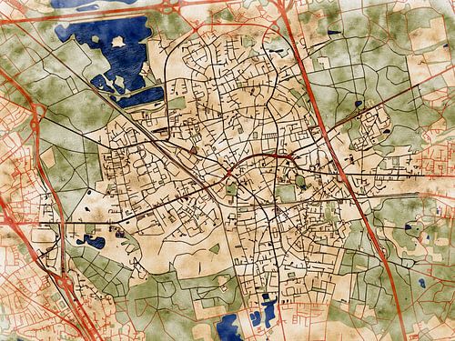 Kaart van Hilden in de stijl 'Serene Summer'
