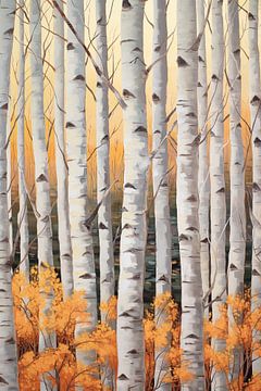 Colorful Autumn Aspen Forest Painting by Art In Focus