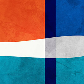 Hedendaagse minimalistische, geometrische abstracte kunst, levendige tinten, kleurrijk van Online Arts