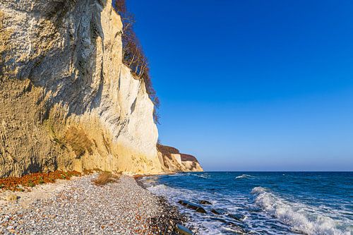 Les falaises de craie en automne sur la côte de la mer Baltique sur l'île de R