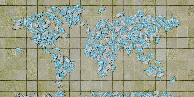 World map facemasks by Frans Blok - photos, art and other wall decoration