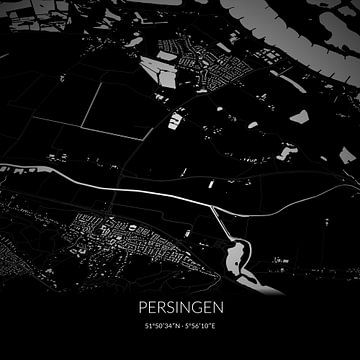 Zwart-witte landkaart van Persingen, Gelderland. van Rezona