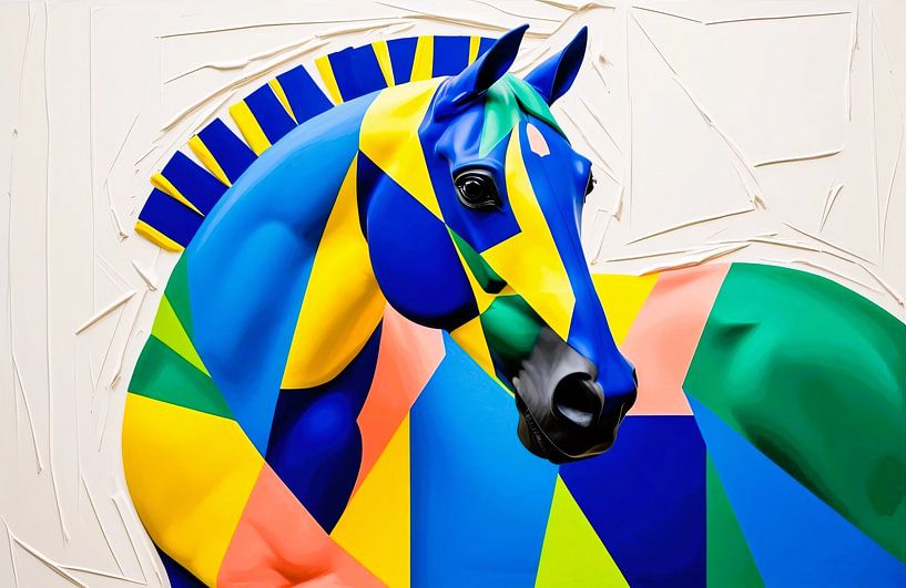Cubist colourful horse portrait by Art & Soul Creations