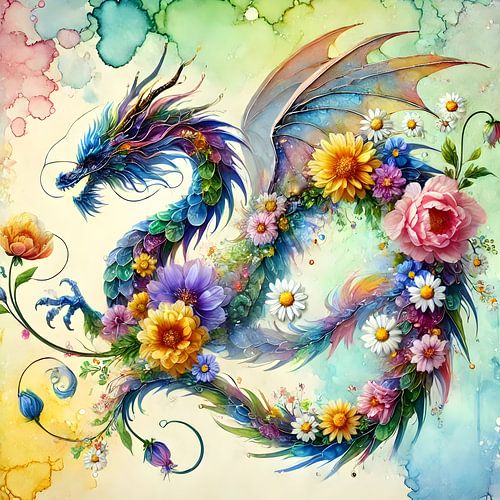 Flower Keeper - Dragon and Wildflower Art