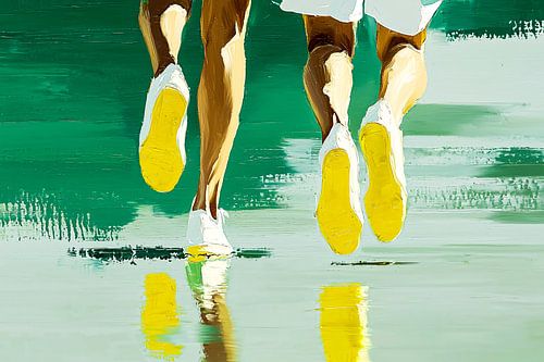 Abstracte lopers met reflecties