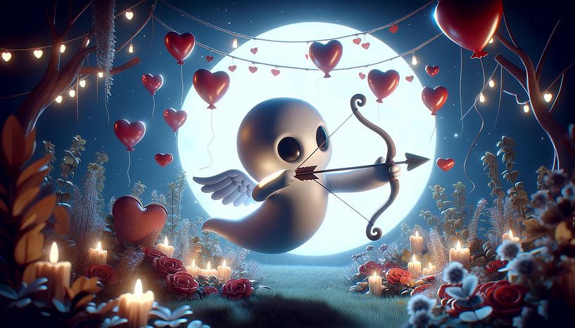 Cupid's ghost enchants with bow and arrow by artefacti