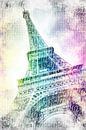 PARIJS eiffeltoren | aquarel regenboog kleuren van Melanie Viola thumbnail
