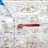 Verweerde strandherinnering in rood wit blauw van Texel eXperience