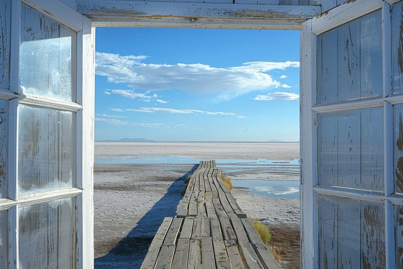 Perspective du lac salé - Une fenêtre sur l'infini par Poster Art Shop
