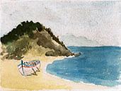 Bateau / Bateau de pêche sur la plage en Thrace peint à l'aquarelle par VK (Veit Kessler) 1985 sur ADLER & Co / Caj Kessler Aperçu