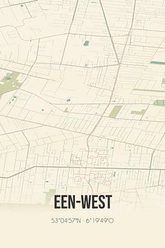 Vintage landkaart van Een-West (Drenthe) van MijnStadsPoster