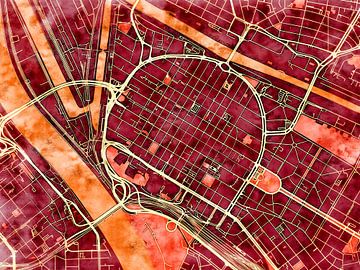 Karte von Mannheim centrum im stil 'Amber Autumn' von Maporia