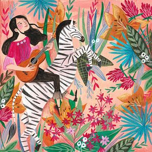 Cowgirl mit Zebra im Dschungel