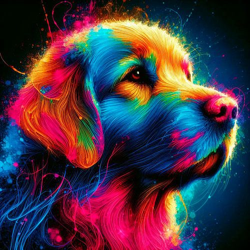 Fröhlich bunter Hund in Neonfarben. ( 3 )