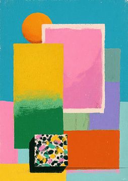 Abstracte geometrie op blauw