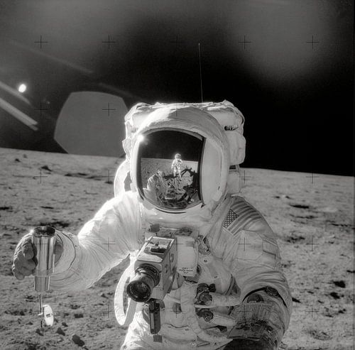Astronaut conducts research on the moon by Moondancer .