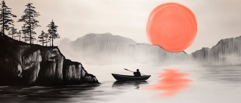 Promenade en bateau pittoresque au coucher du soleil par Poster Art Shop