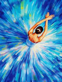 Ballerina mit leuchtend blauem „Energy Vortex“-Pop-Motiv von Ramy Salah Hefny