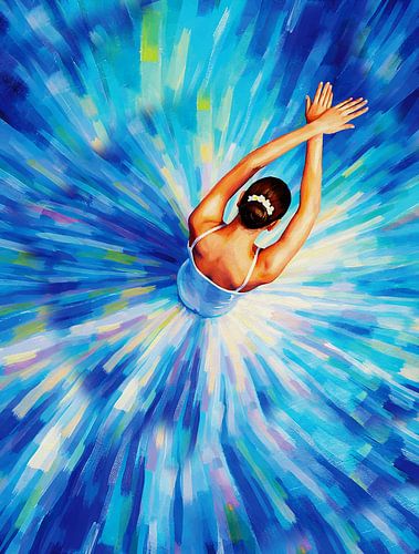 Ballerina in stralend blauw met Energy Vortex-print