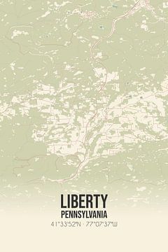 Vintage landkaart van Liberty (Pennsylvania), USA. van Rezona