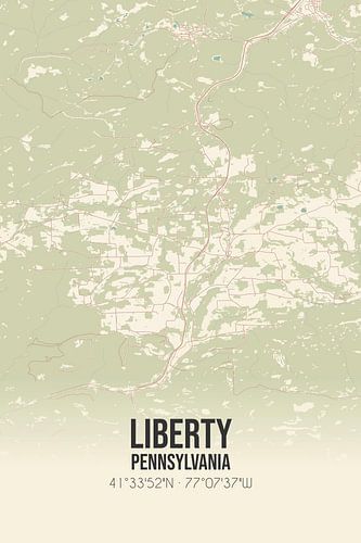 Alte Karte von Liberty (Pennsylvania), USA.