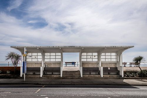 Retro bus shelter in Hastings, England, from the film The Great Escaper
