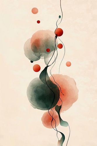 Flowing Abstraction in Green and Coral