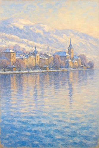 Sereniteit in Évian - Impressionistische reflecties op een wintermeer