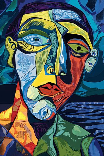 Abstract portret in kubistische stijl