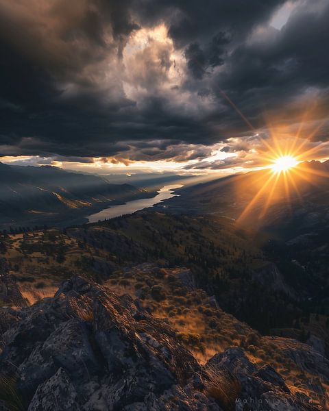 Glühende Gipfel im Sonnenuntergang von fernlichtsicht