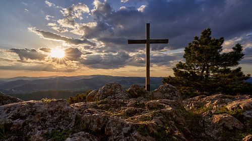 Summit cross at sunset