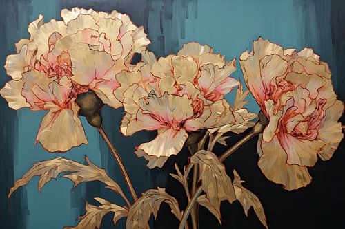 Luxury Floral Beauty | Blue Peony Painting