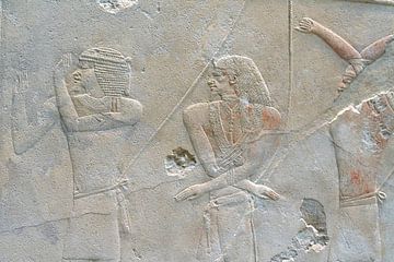 Oud Egyptisch kalksteenreliëf met jachttafereel van Heiko Kueverling