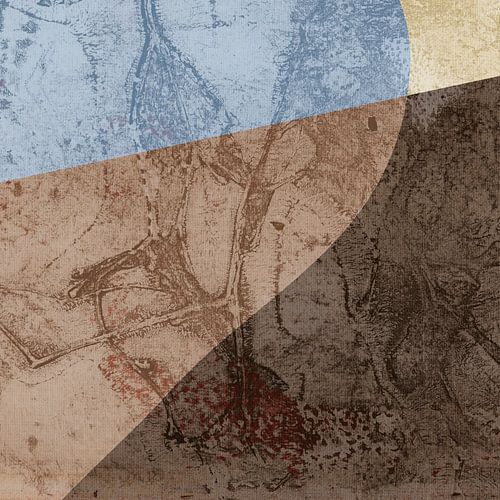 Abstracte lijnen en vormen in bruin, lichtblauw, wit