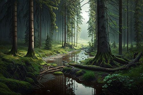 Ruisseau de forêt mystique