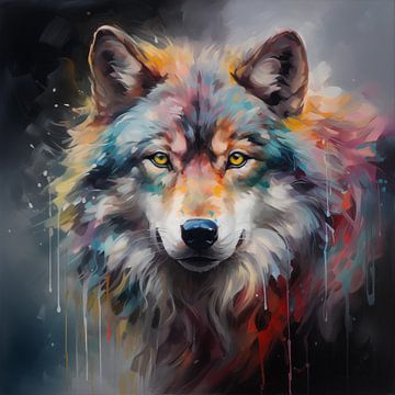 Wolf kleurrijk van The Xclusive Art