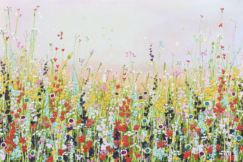 Peinture de champ de fleurs version légère par Bianca ter Riet