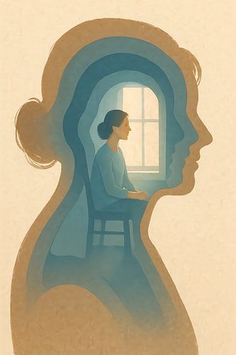 Layers of Introspection - Portrait de femme en bleu sur OEVER.ART