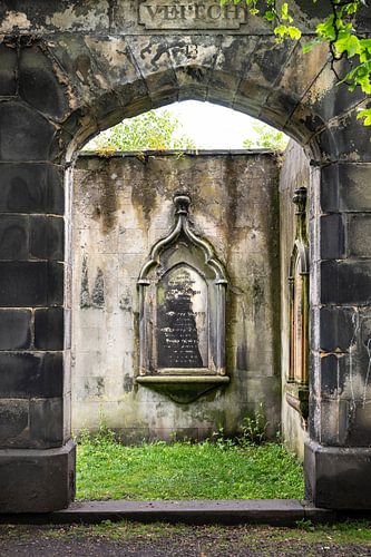 Detail of a derelict graveyard in Scotland