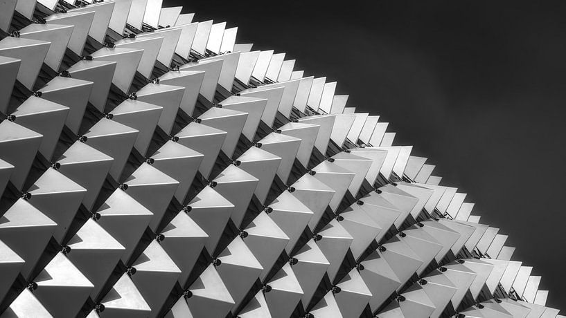 Esplanade Singapur, Moderne Architektur in Monochrom von Photo Wall Decoration