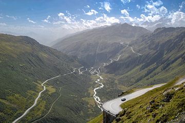 Furka pass in late summer overlooking the young Rhone by Kees van den Burg