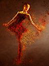 Red ballerina in expressionism by Arjen Roos thumbnail