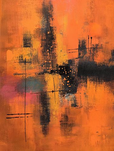 Abstrait éclatant, rouge orangé