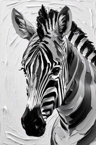 Zwart-wit abstract zebra schilderij