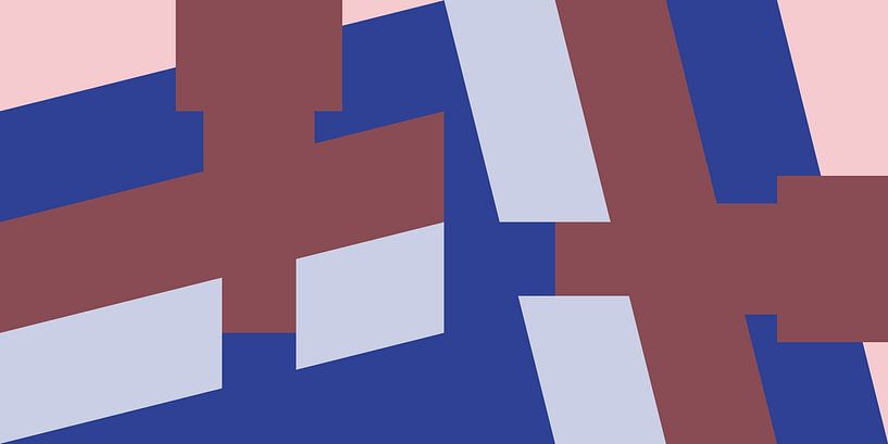 70s Retro funky geometrisches abstraktes Muster in rosa, kobaltblau, warmes rot braun von Dina Dankers