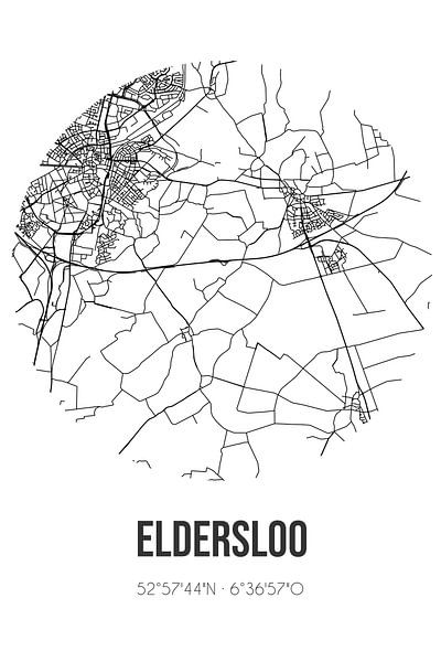 Eldersloo (Drenthe) | Map | Black and white by Prints of Place