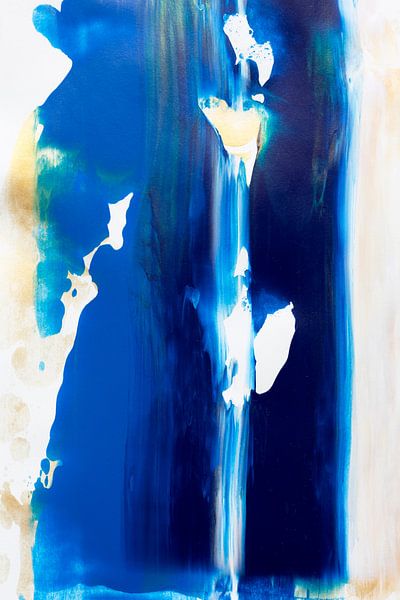 Abstrakte Malerei mit blau, weiß ocker gelb von Danielle Roeleveld