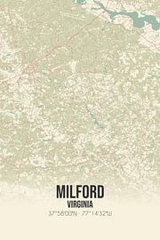 Alte Karte von Milford (Virginia), USA. von Ortsdrucke