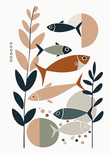 Stilleven met vissen (07) van Sabine Minten