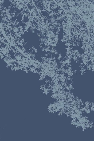Zeefdruk type Eik in blauwe aardetinten van Raaf